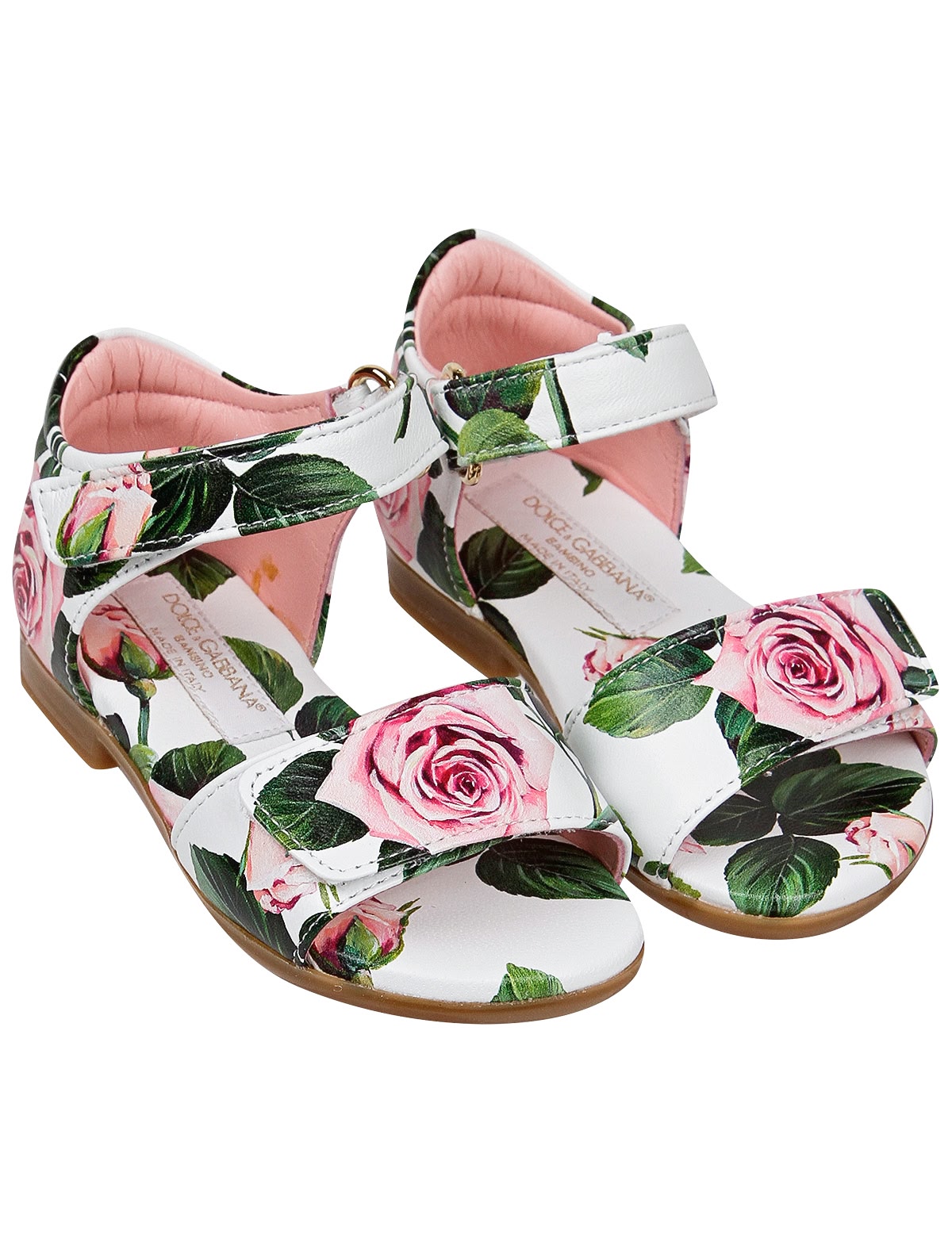 Босоножки из кожи с принтом тропические розы