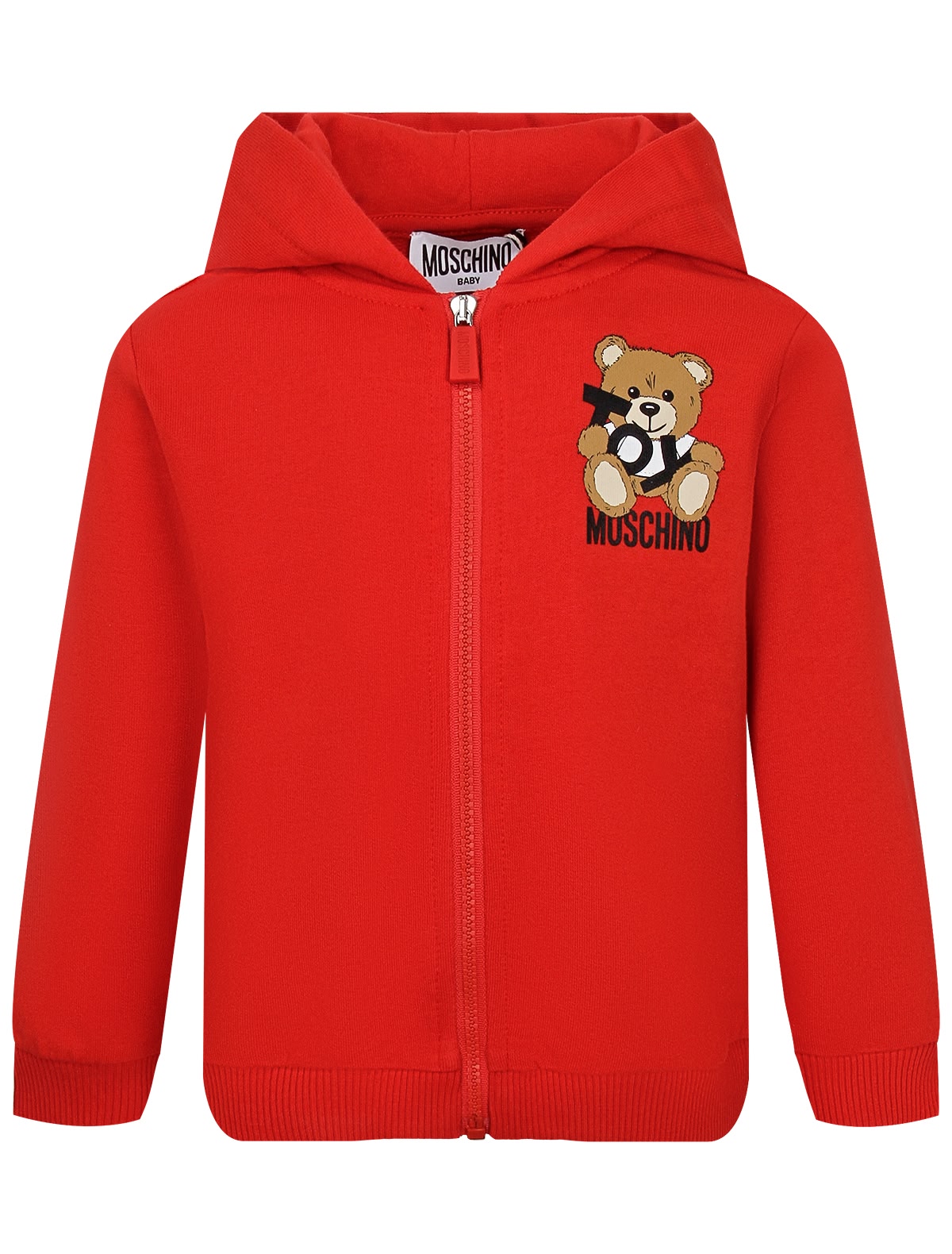 Красная толстовка на молнии с мишкой