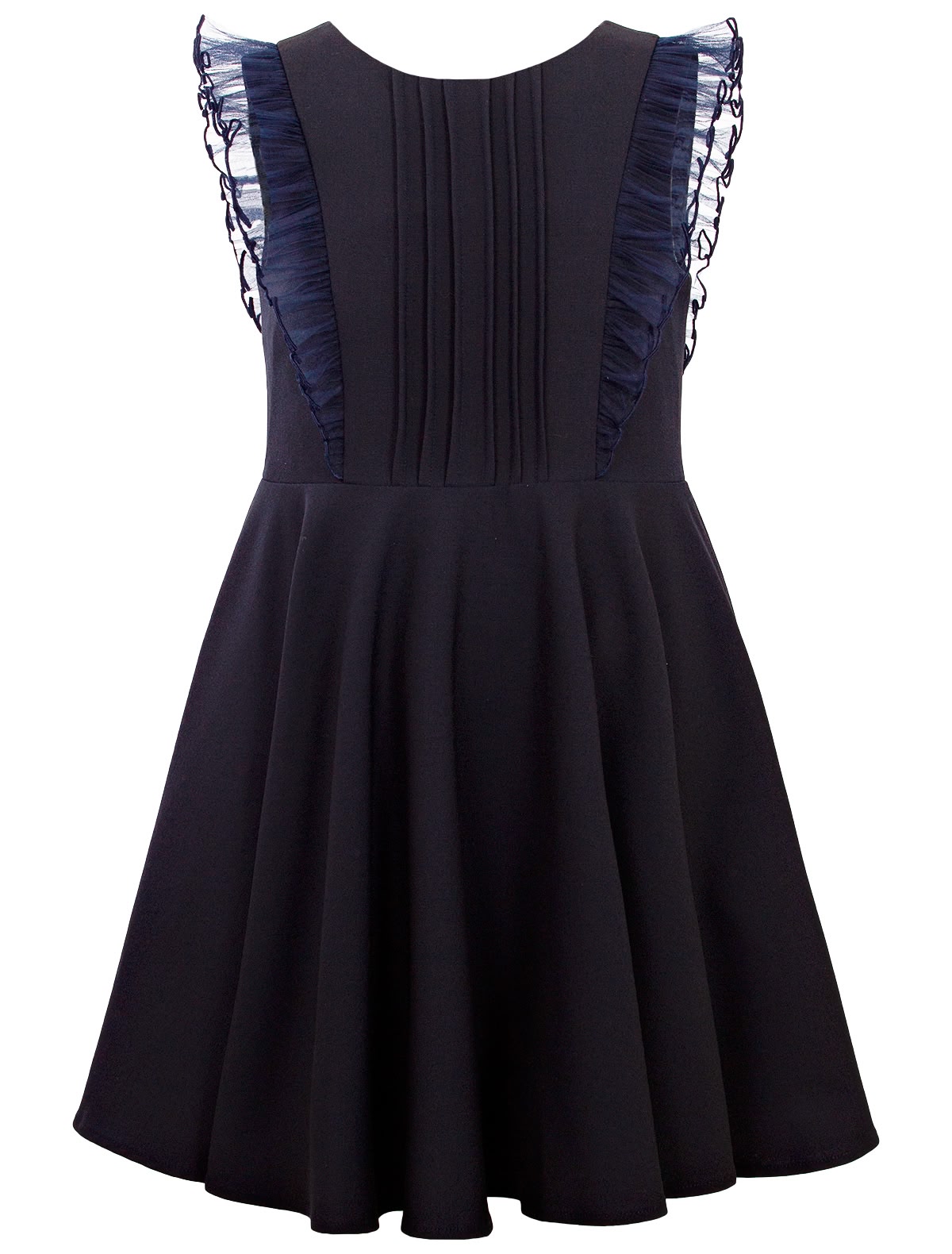 Тёмно-синий сарафан с оборками