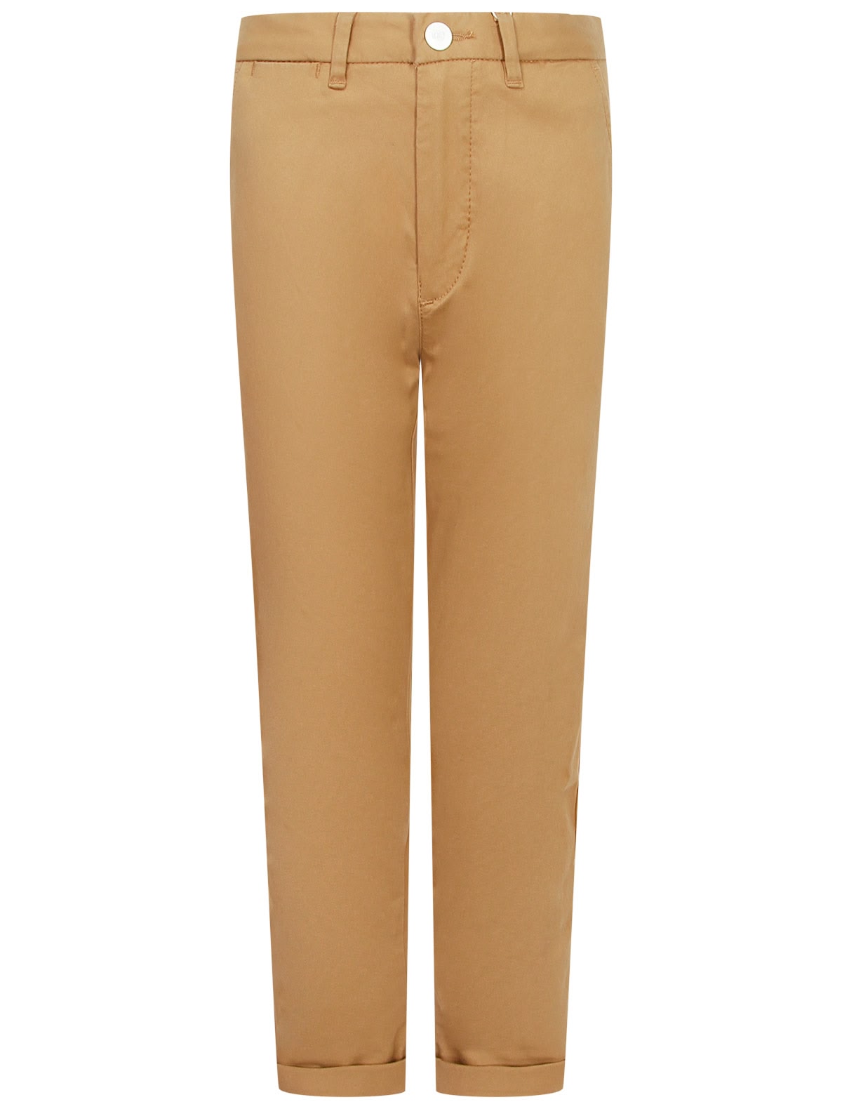 Бежевые брюки с подворотами