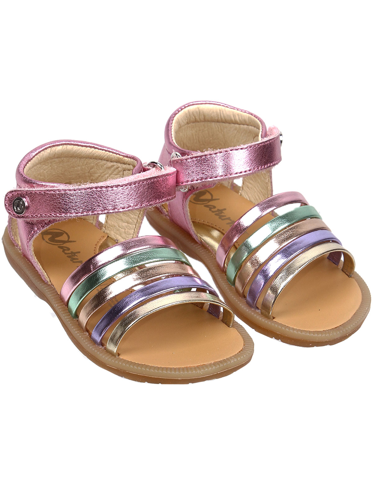 Босоножки разноцветные из натуральной кожи