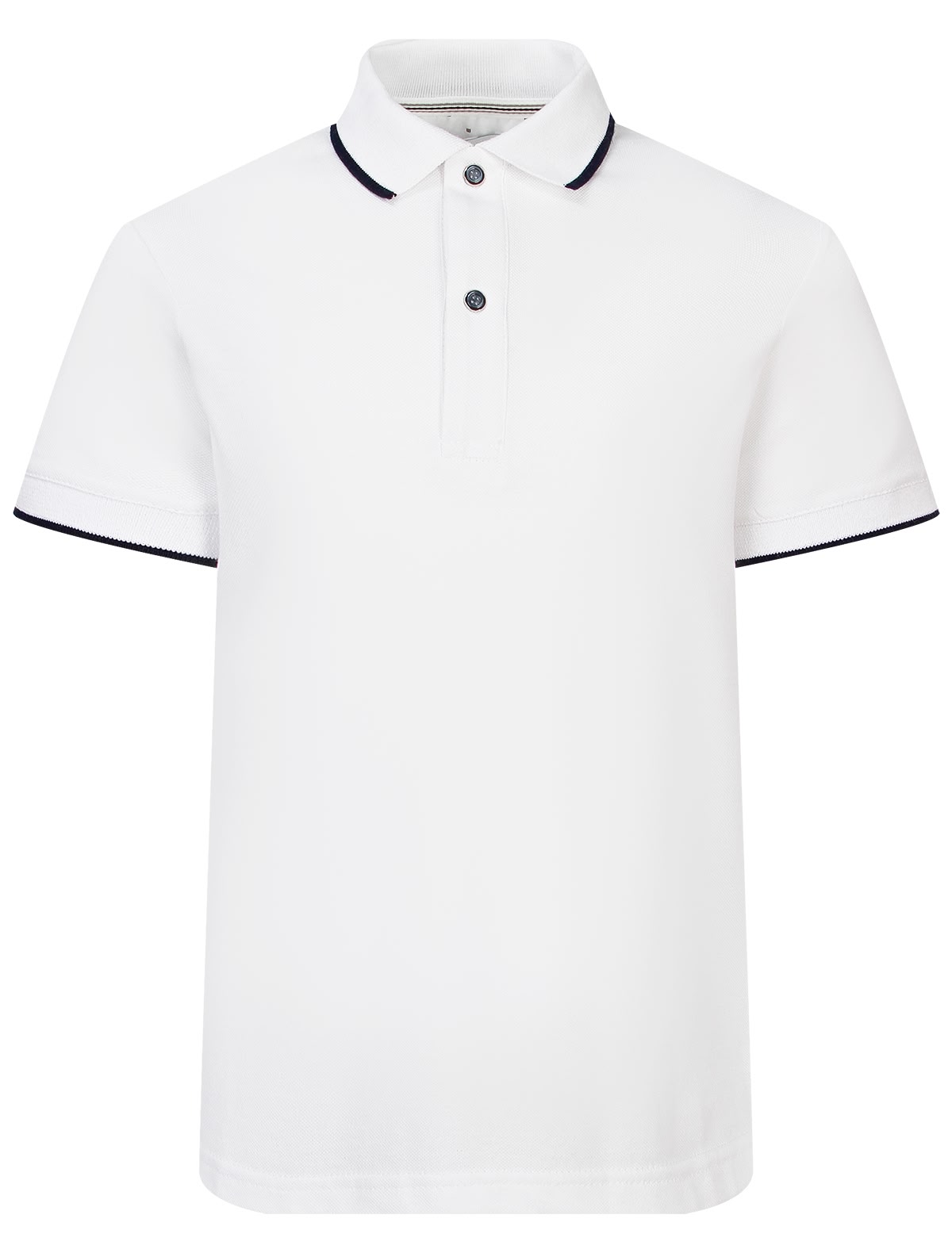 Белое поло с синей окантовкой