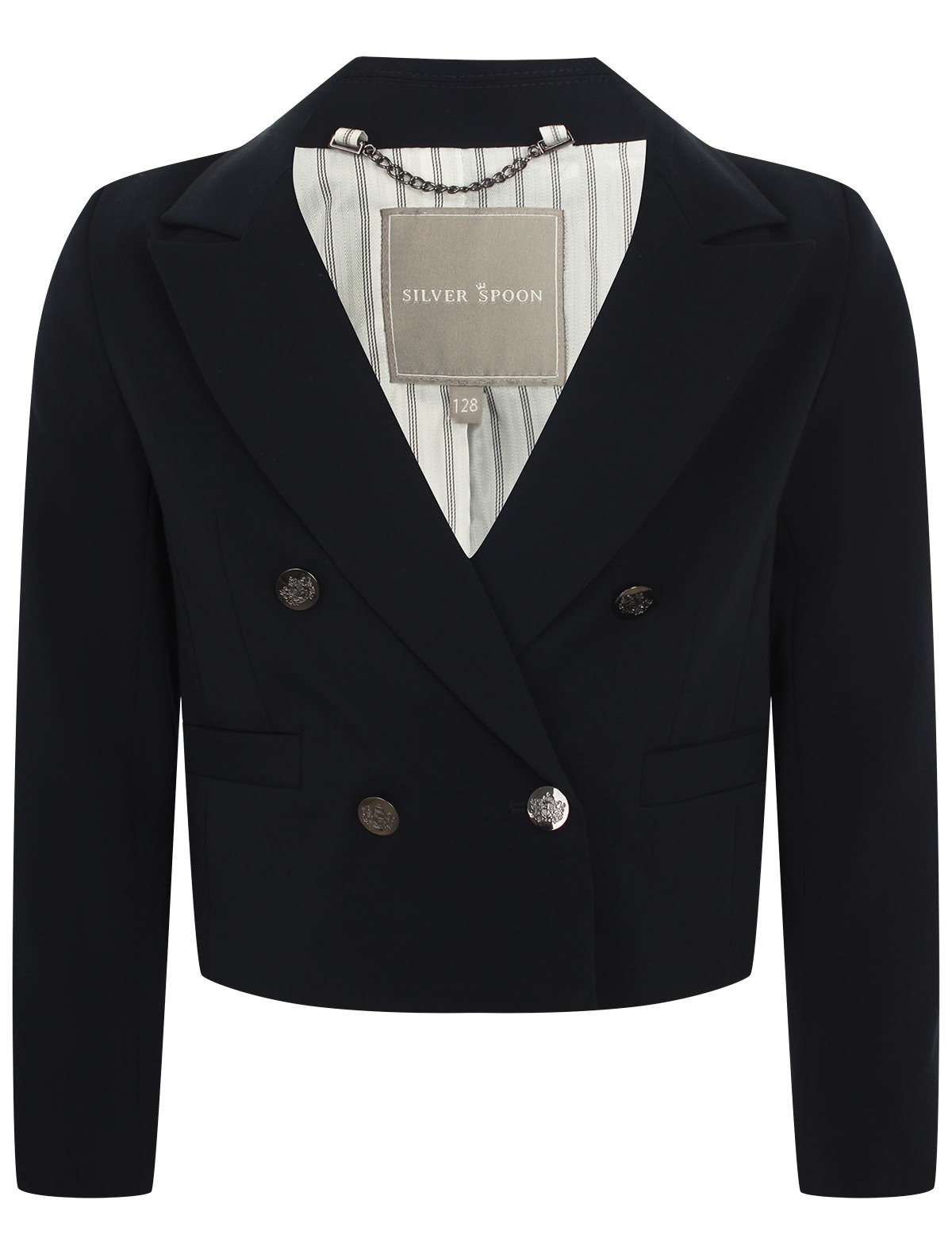 Укороченный двубортный пиджак