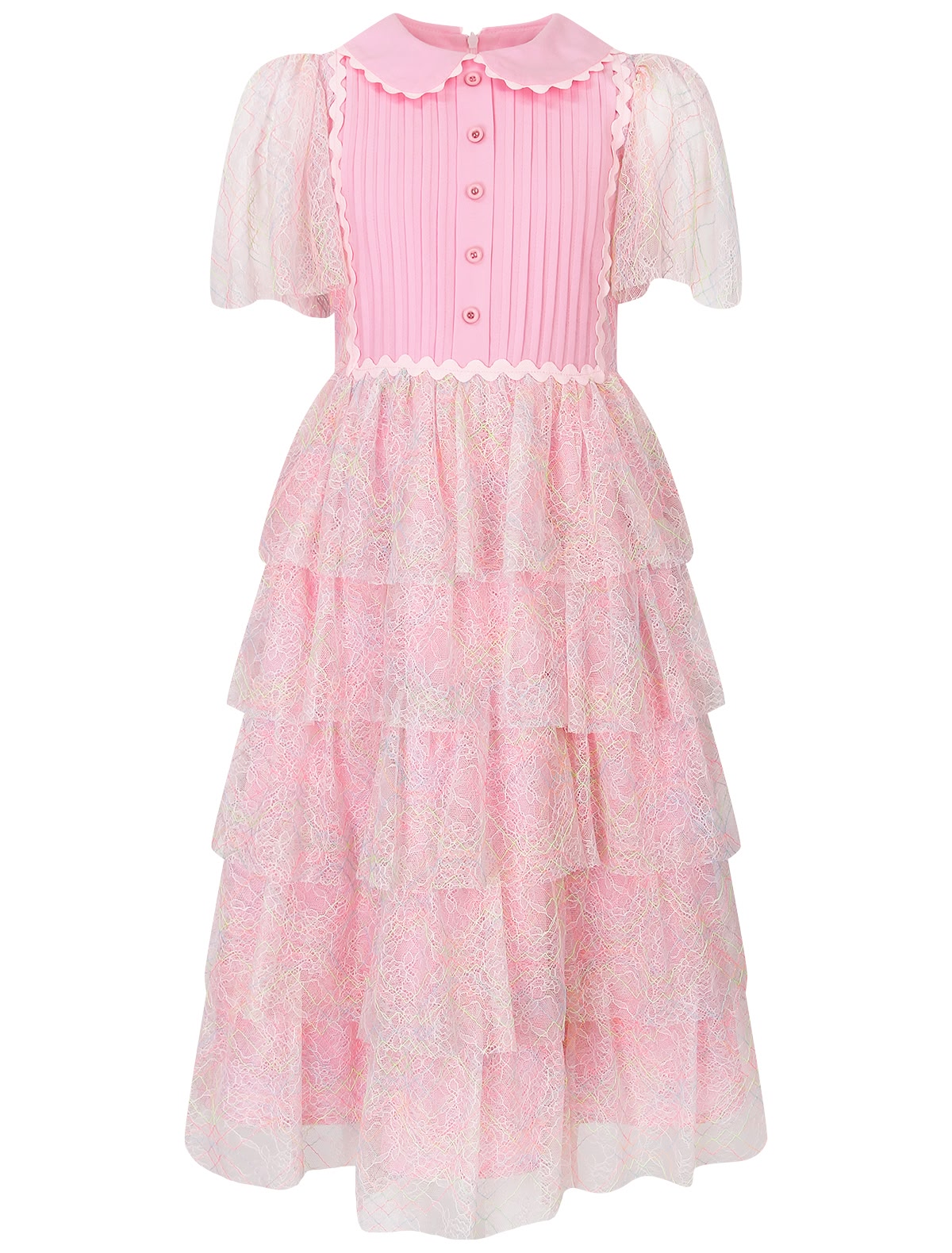 Розовое платье с отложным воротничком