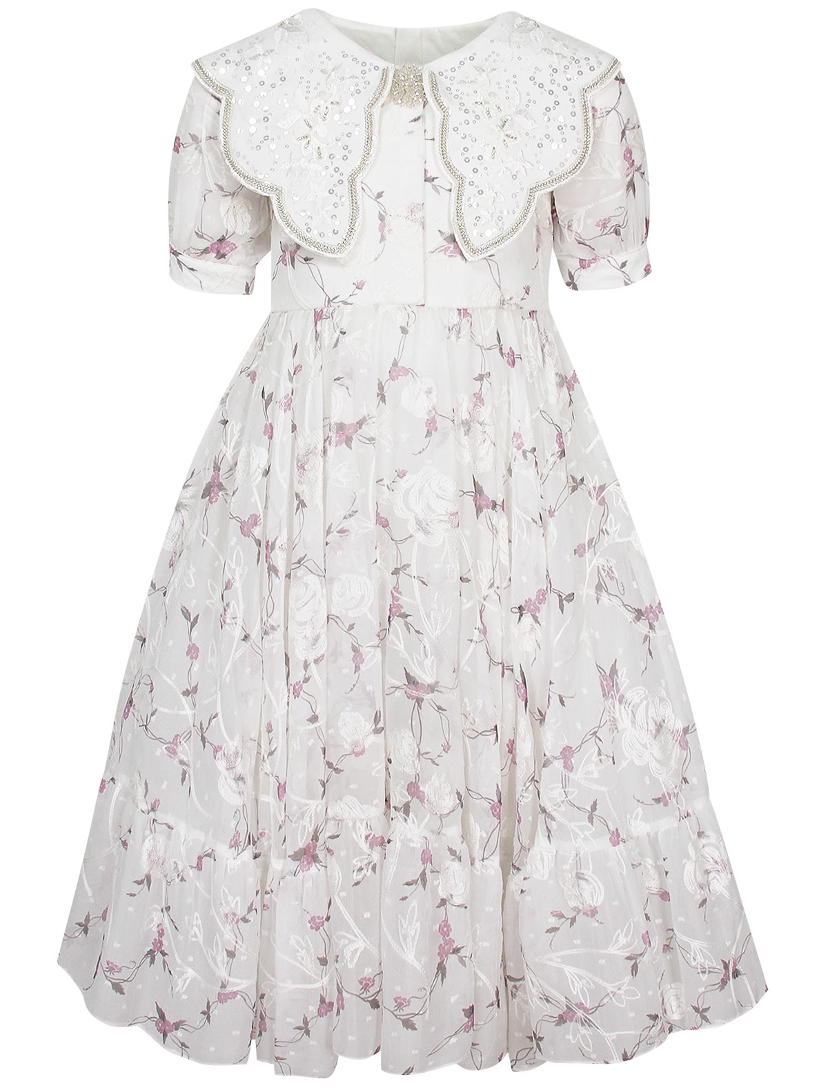 Платье с акцентным воротником и цветочным принтом