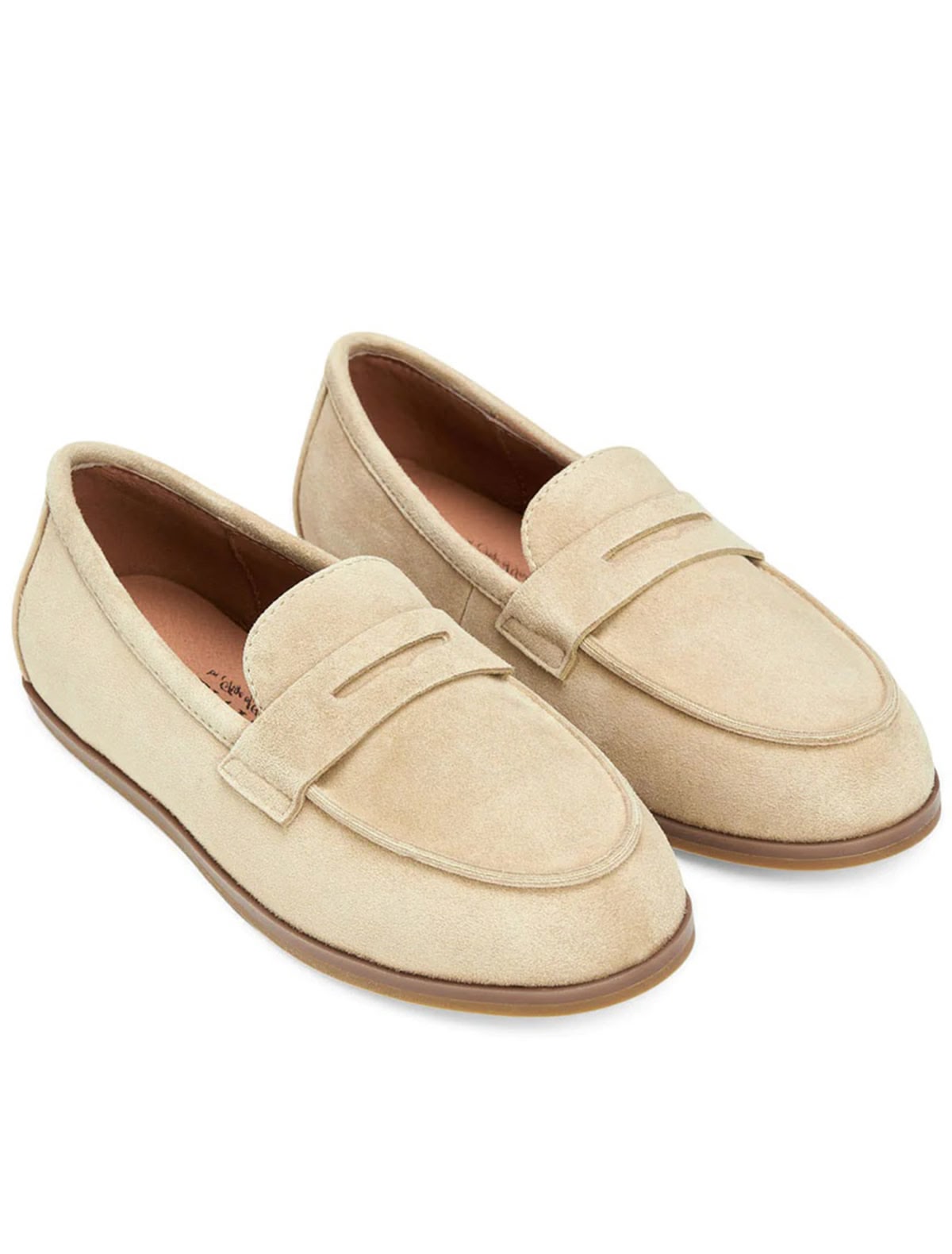 Бежевые лоферы из замши