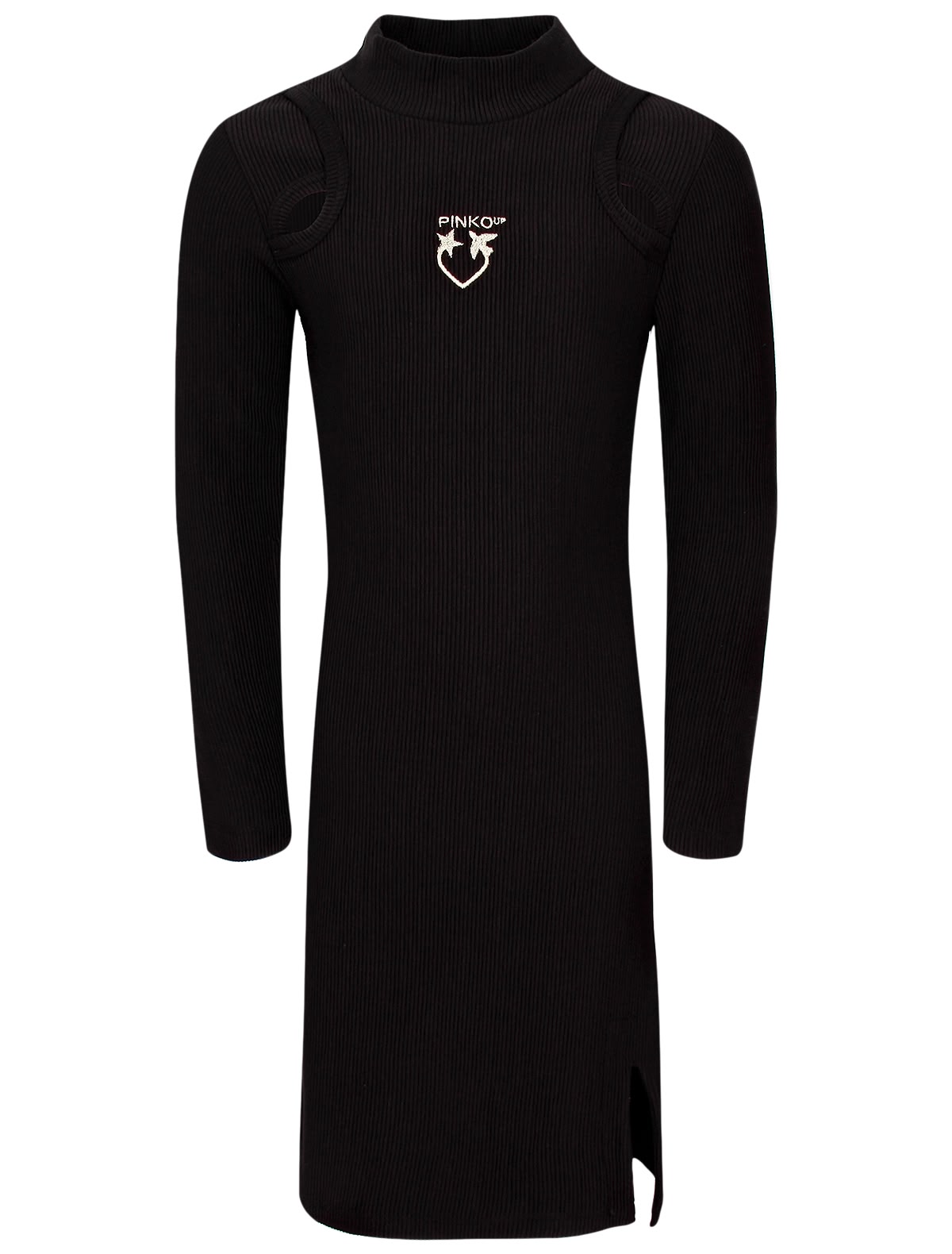 Чёрное платье с блестящим логотипом