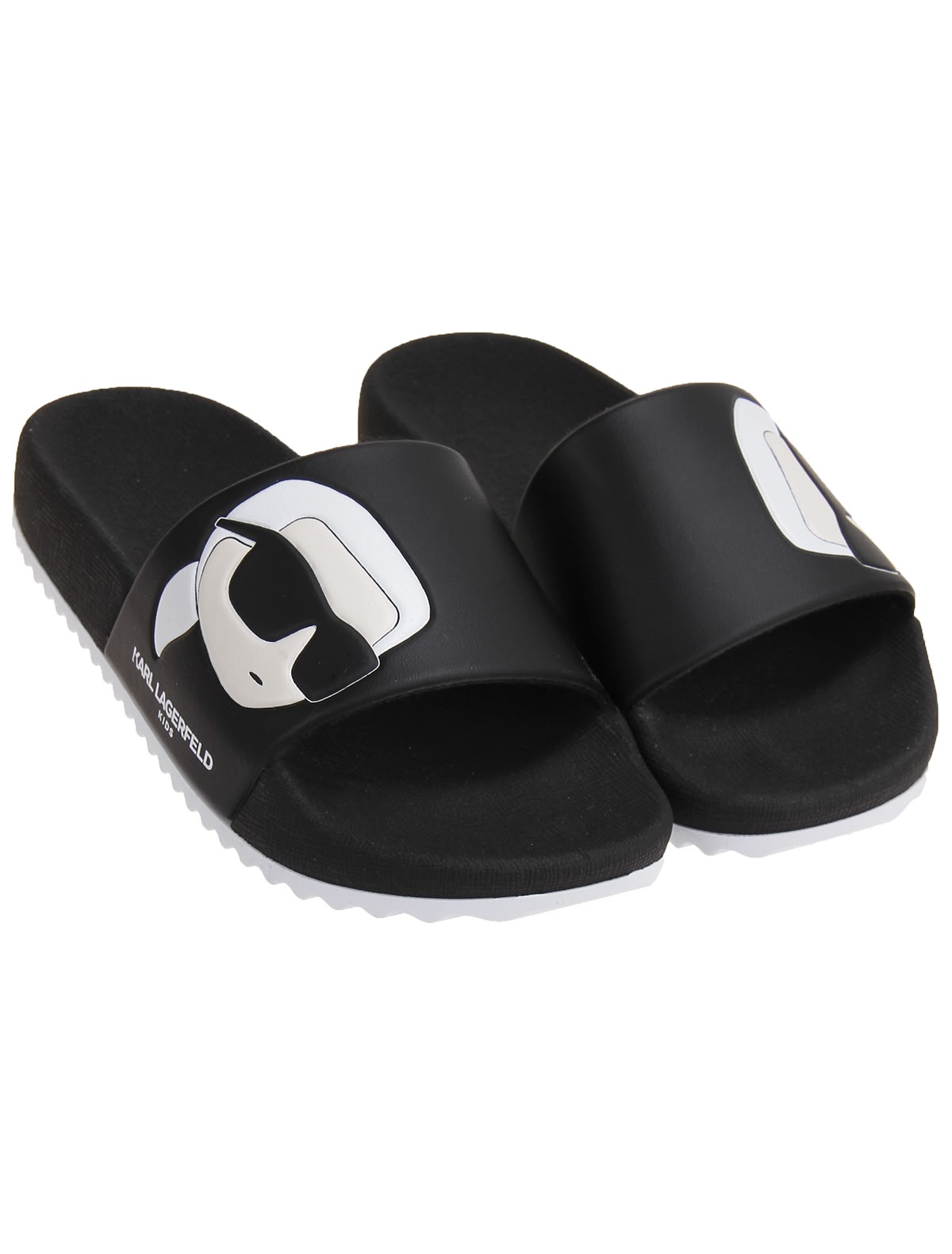 Чёрные пляжные шлепанцы с Карлом