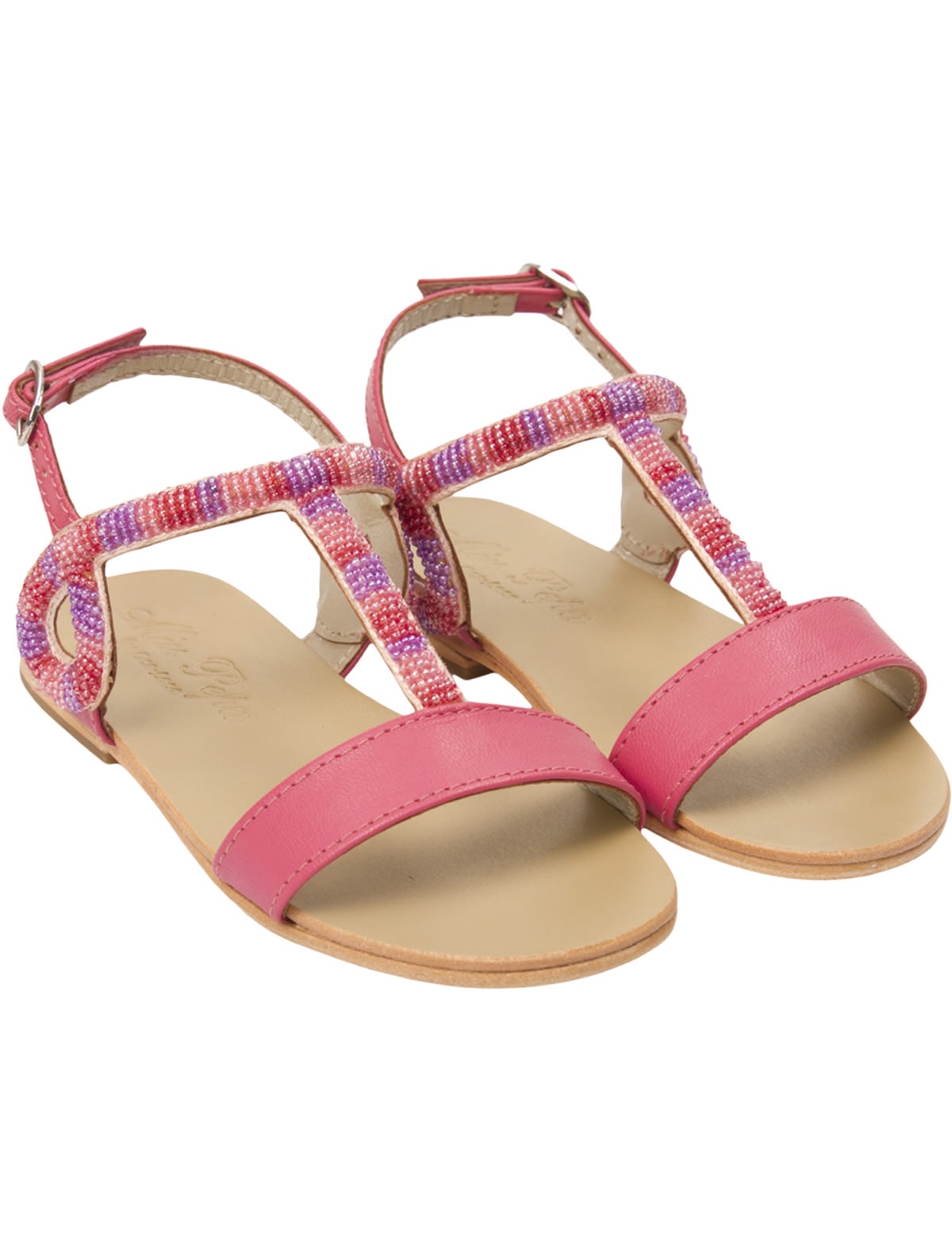 Босоножки из натуральной кожи украшенные бисером