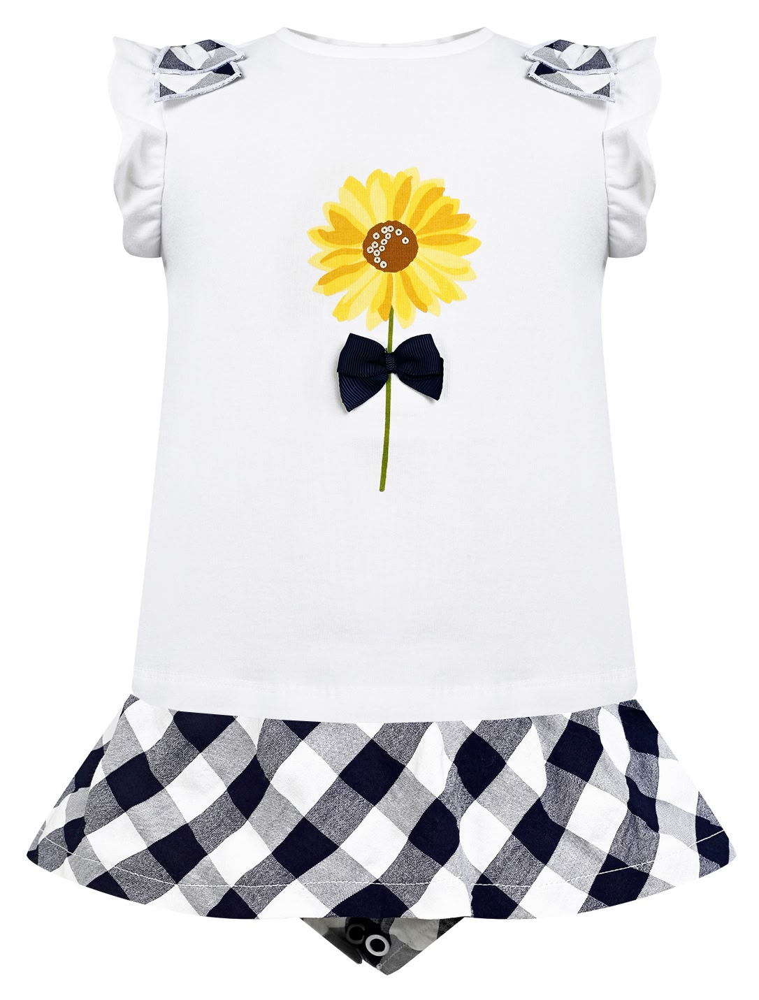 Комплект из футболки с подсолнухом и юбки