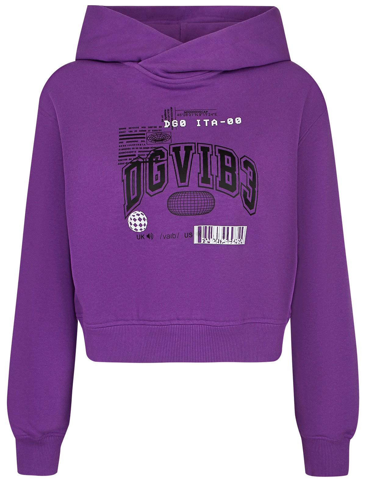 Фиолетовое худи с текстовым принтом