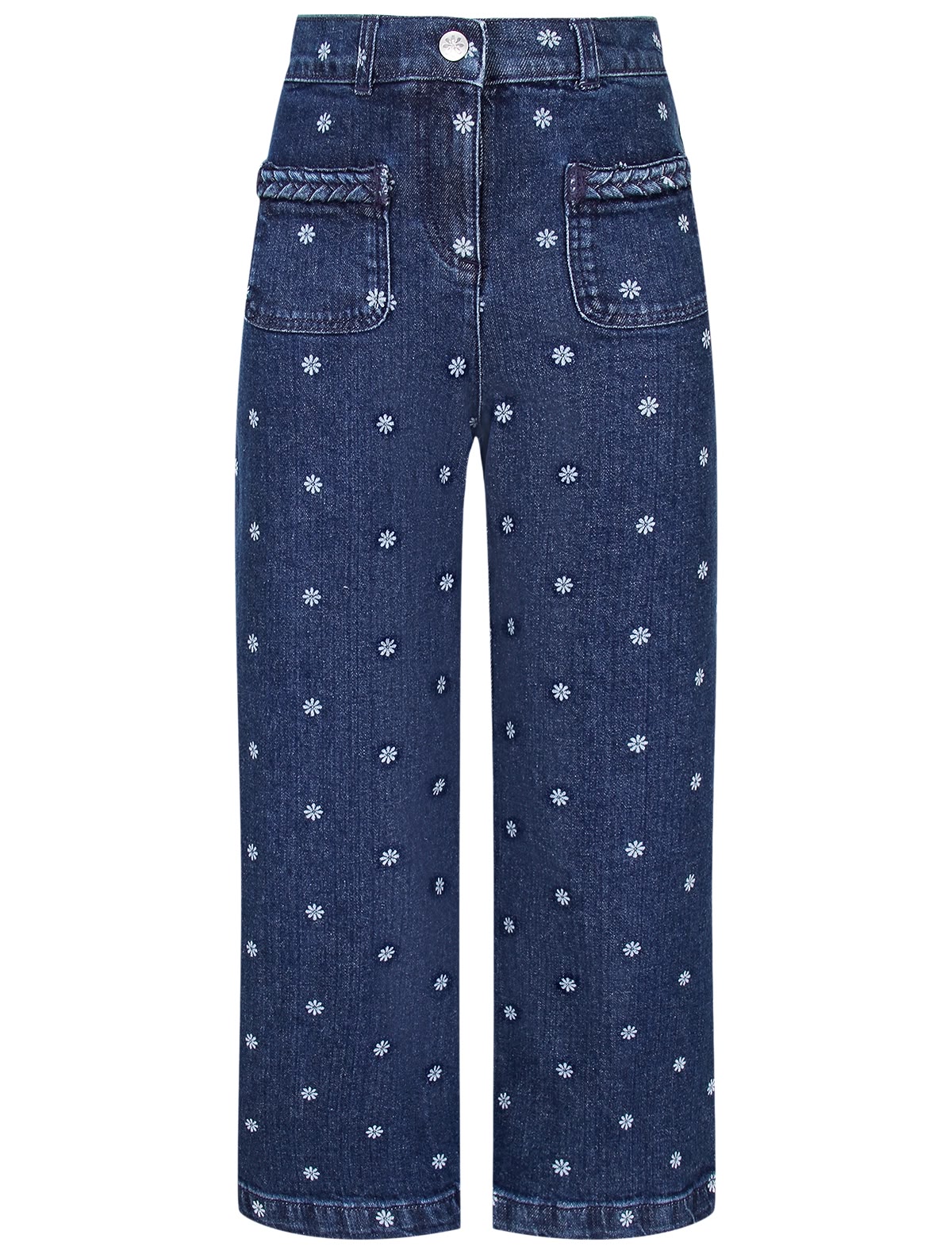 Тёмно-синие джинсы с вышивкой
