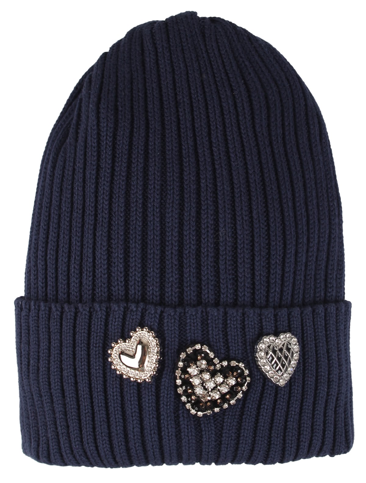 Темно-синяя шапка с сердечком