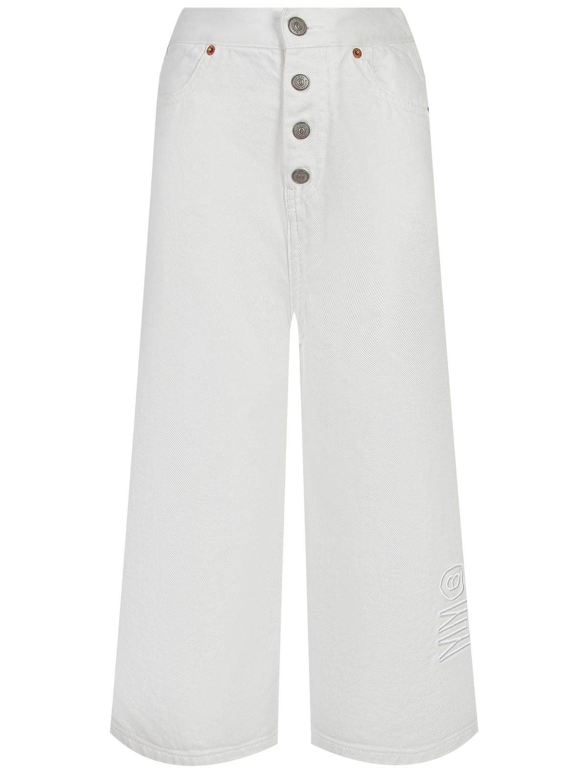 Белые джинсы с вышивкой логотипа