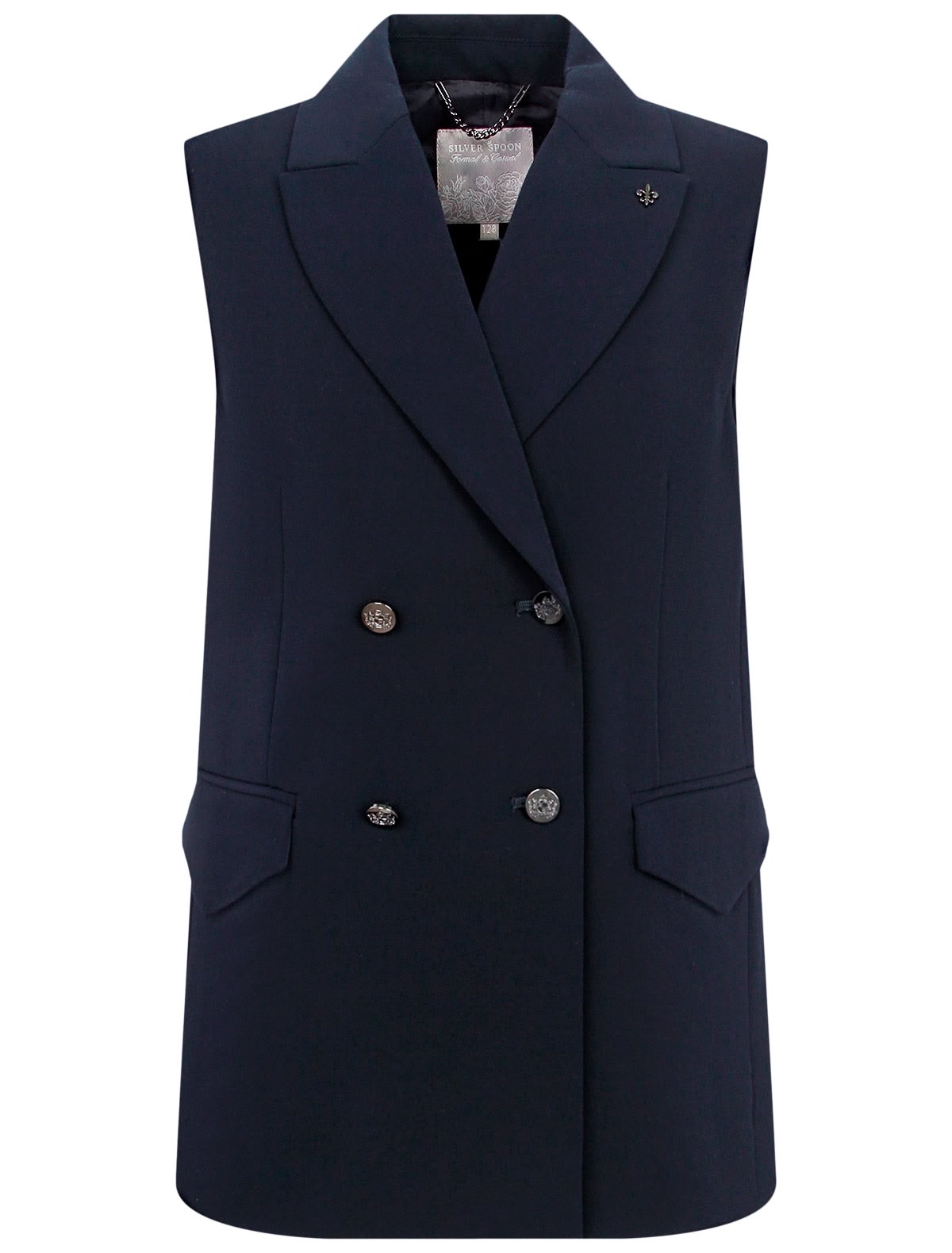 Тёмно-синий двубортный жилет