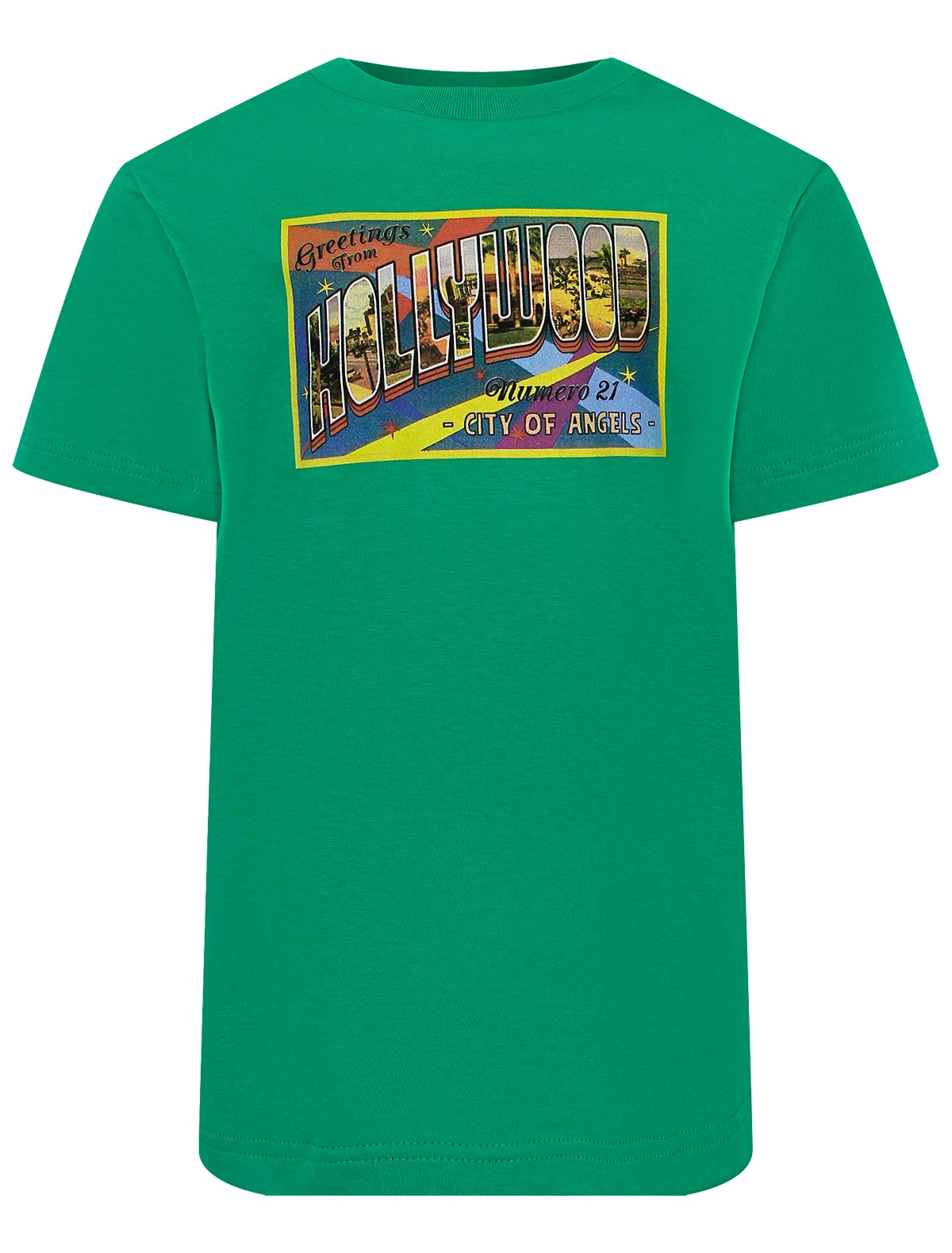 Зелёная футболка с принтом