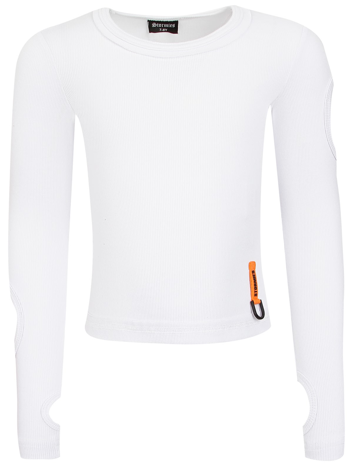 Белый лонгслив с разрезами на рукавах