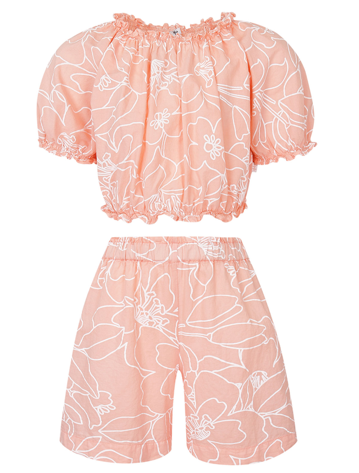 Хлопковый комплект из шорт и блузы