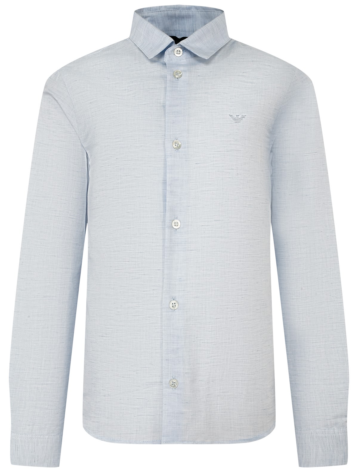 Голубая рубашка из льна и хлопка