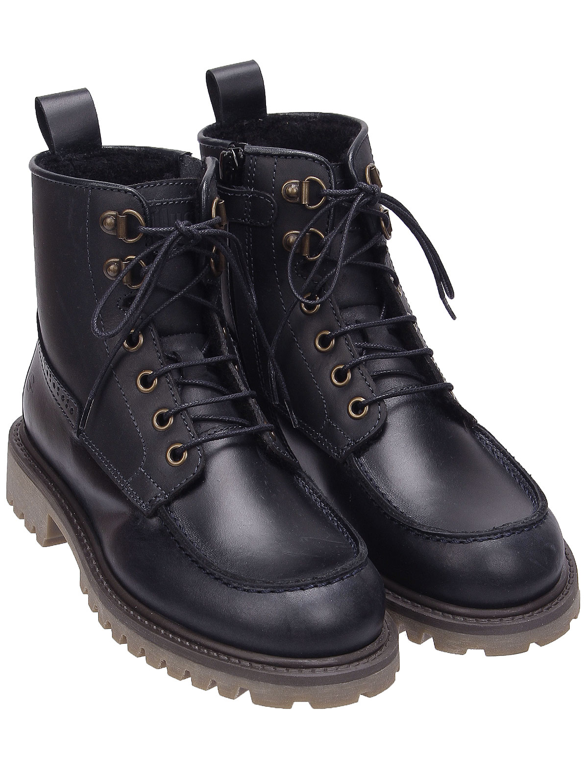 Темно-синие ботинки из натуральной кожи