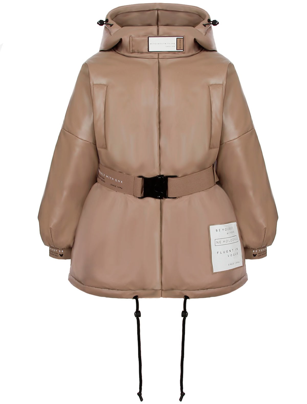 Бежевая куртка с поясом