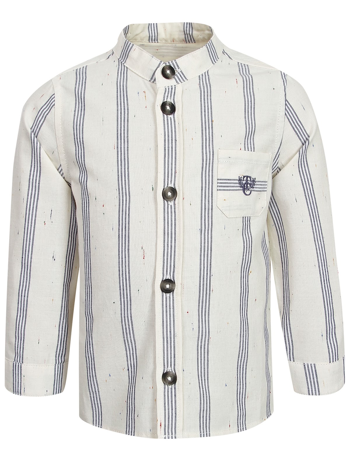 Рубашка в полоску из хлопка и льна