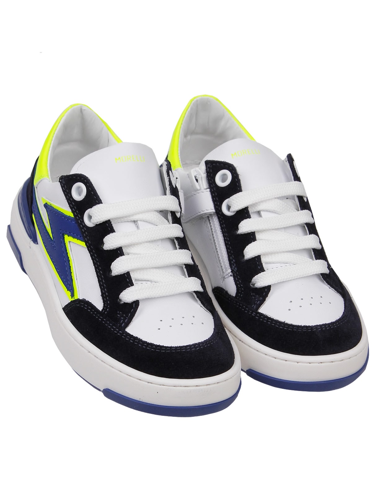 Кеды из натуральной кожи с синими молниями