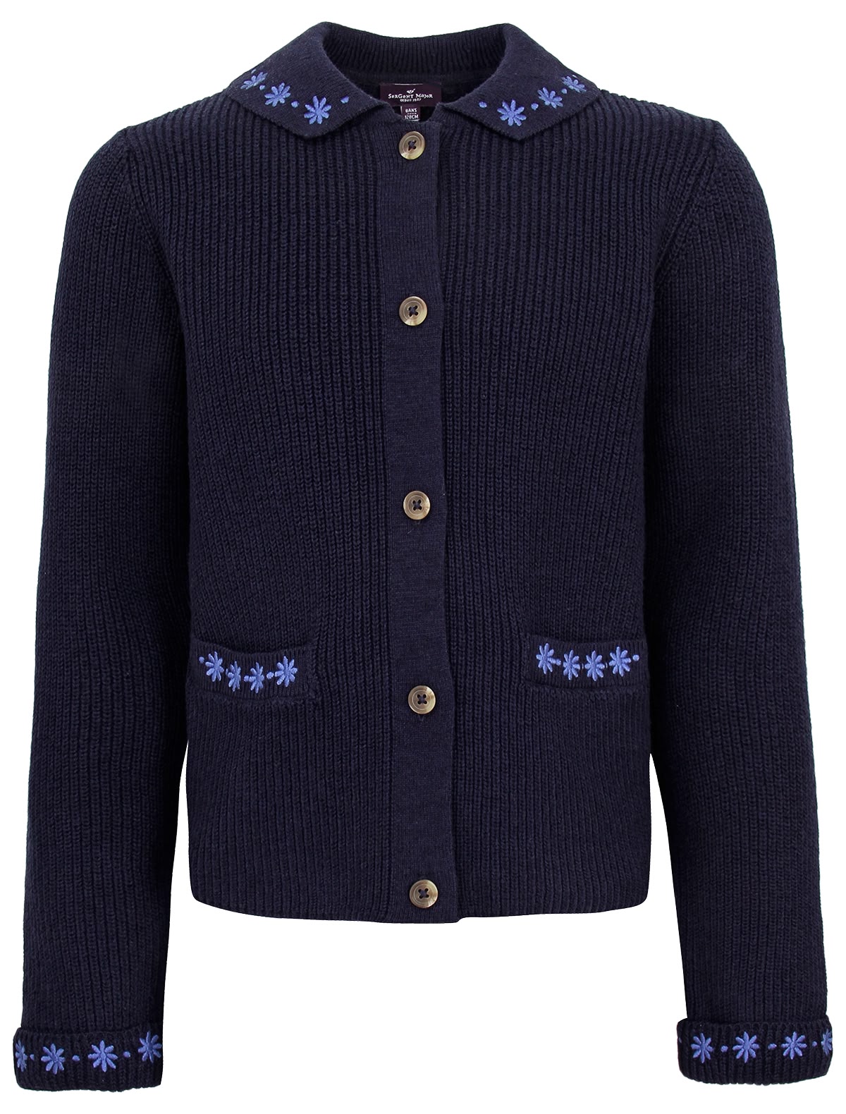Тёмно-синий кардиган с вышивкой
