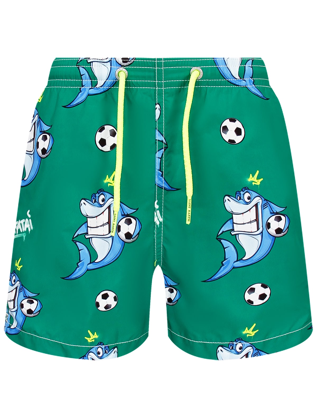 Зелёные пляжные шорты с акулами