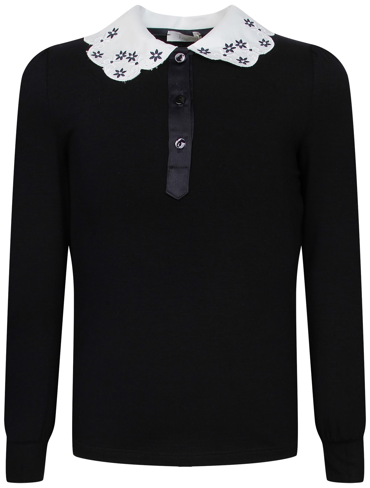 Синяя блуза с белым воротником