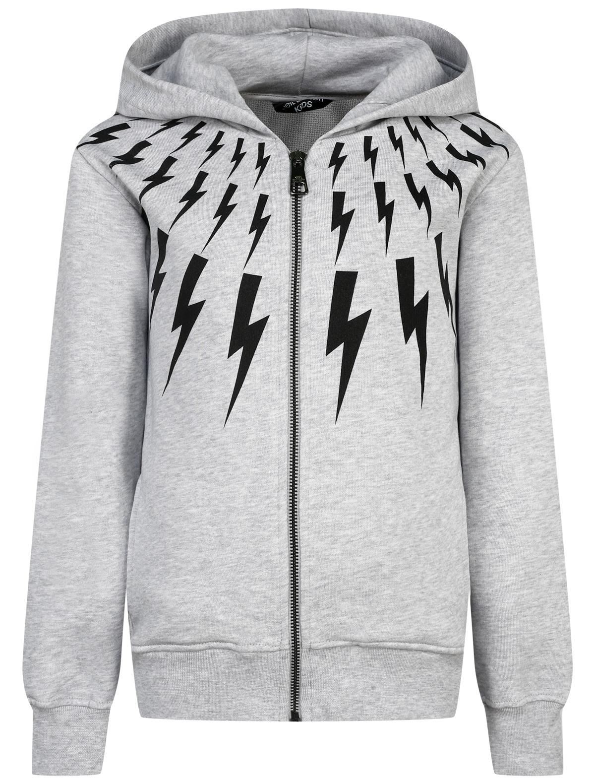 Серая толстовка с принтом молнии