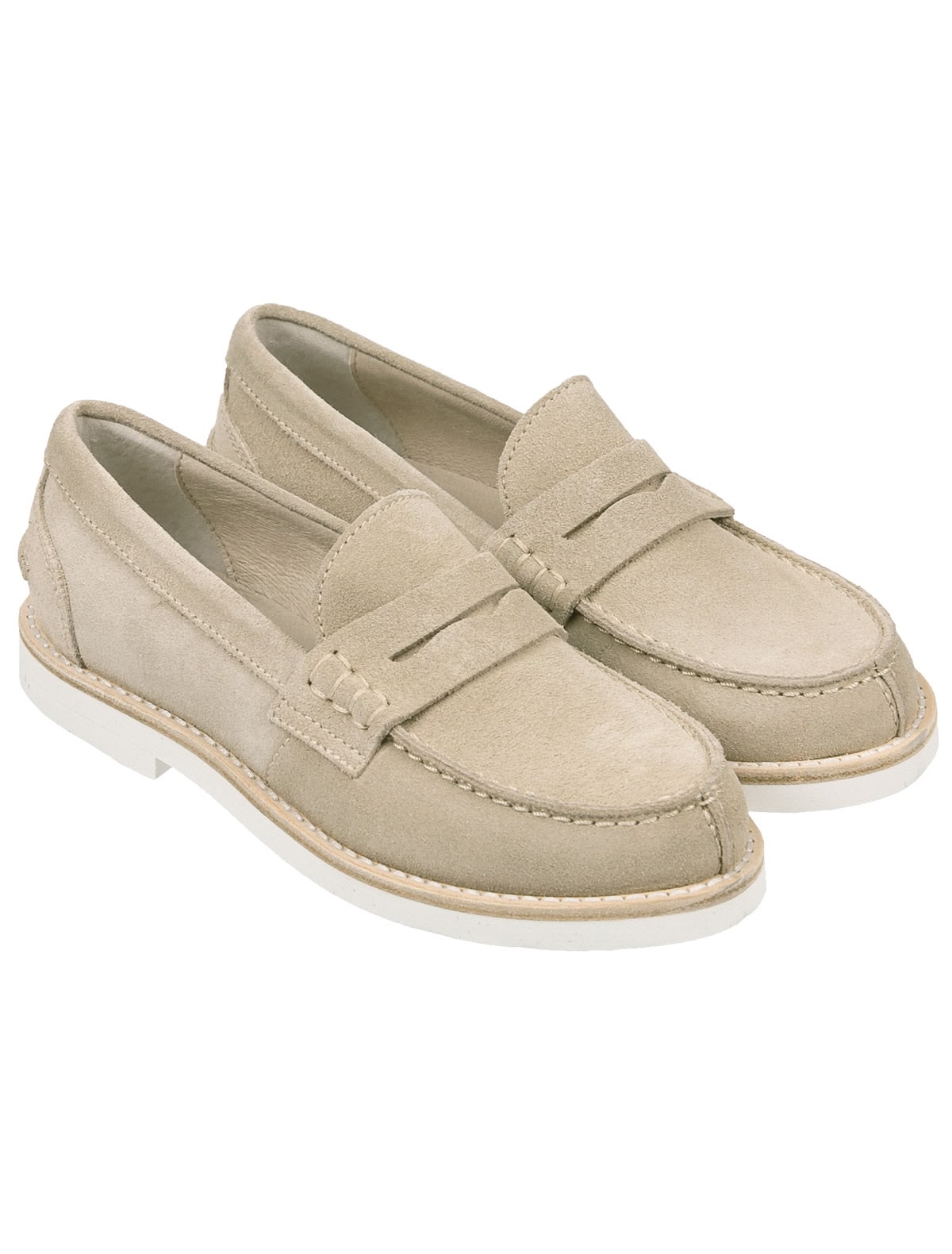 Бежевые лоферы из натуральной кожи