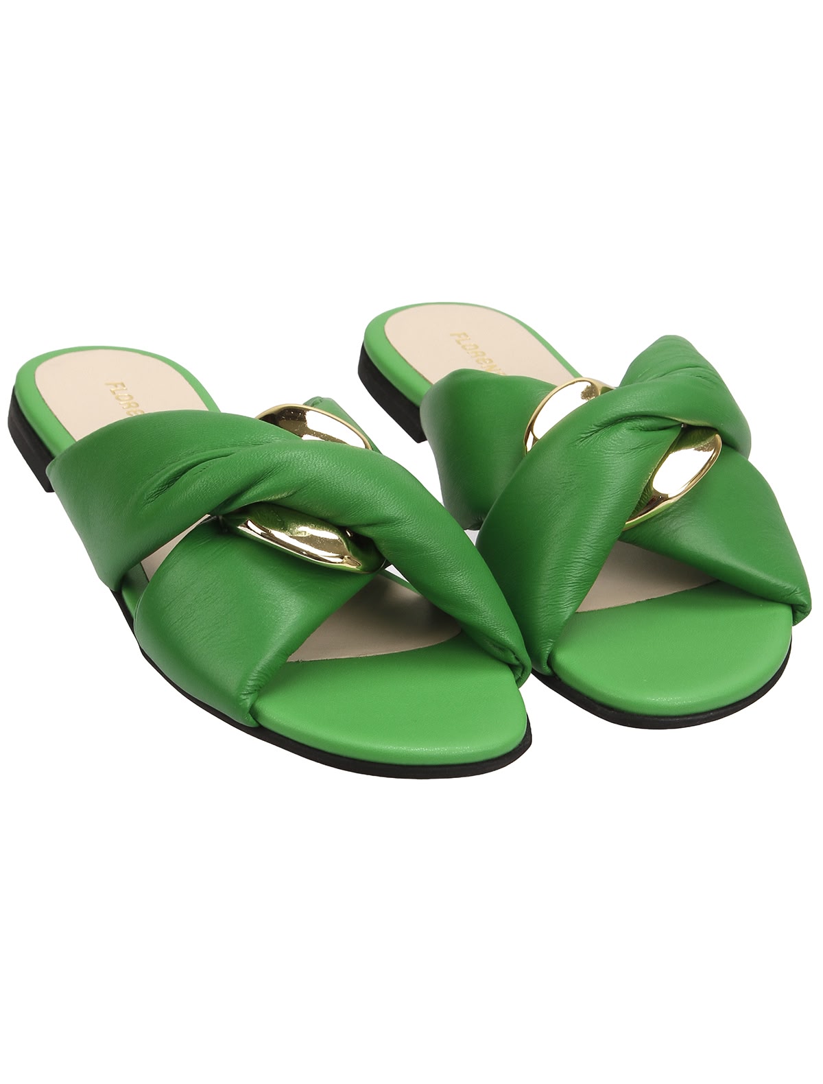 Зелёные шлепанцы со скрытой пряжкой