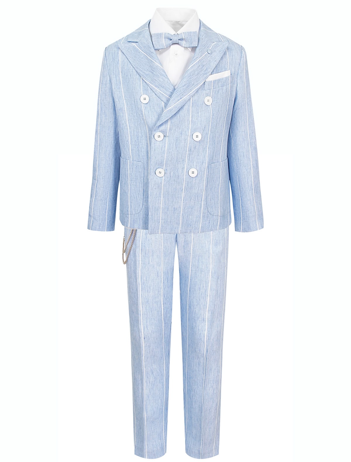 Голубой двубортный костюм из 4 изд.