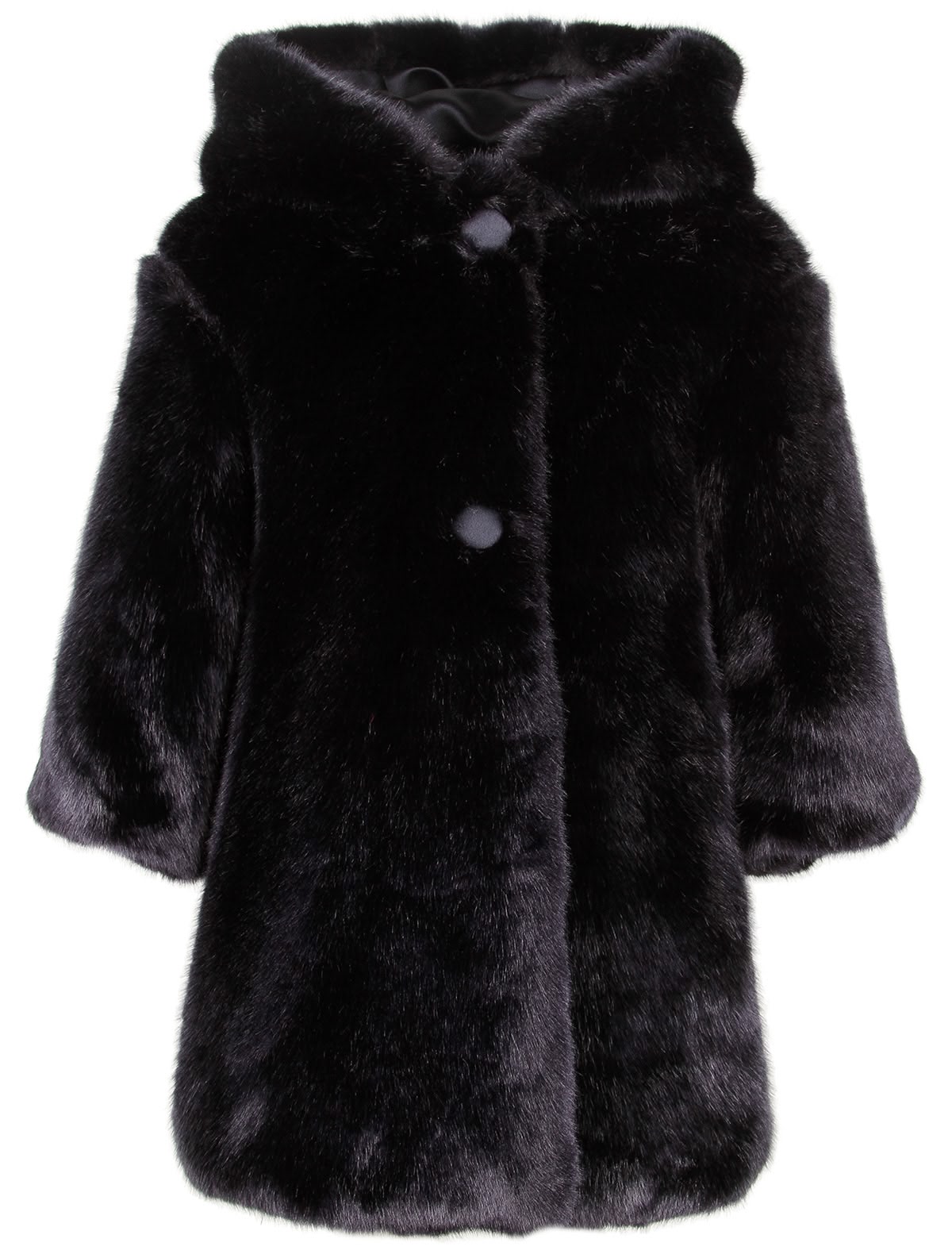 Черная шуба с капюшоном