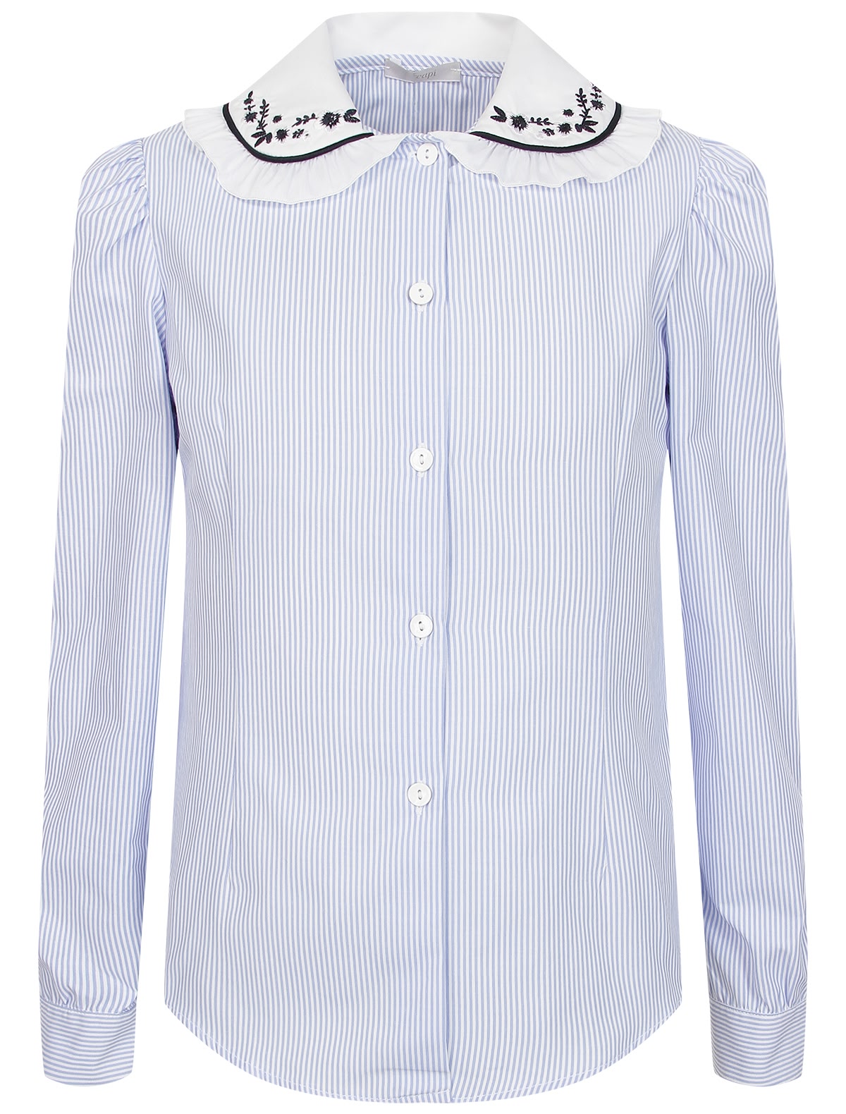 Голубая блуза в мелкую полоску