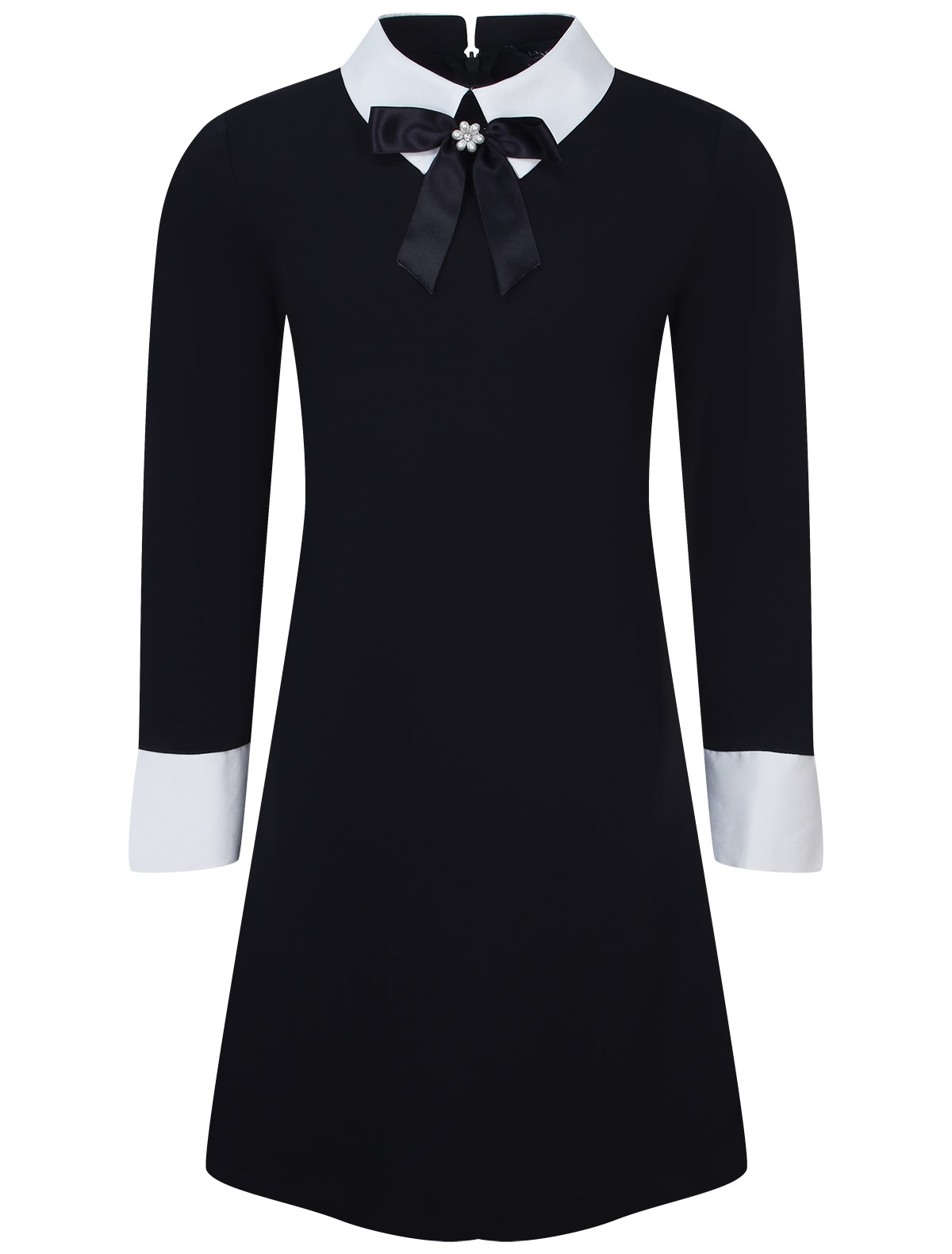 Платье с контрастным воротником и манжетами