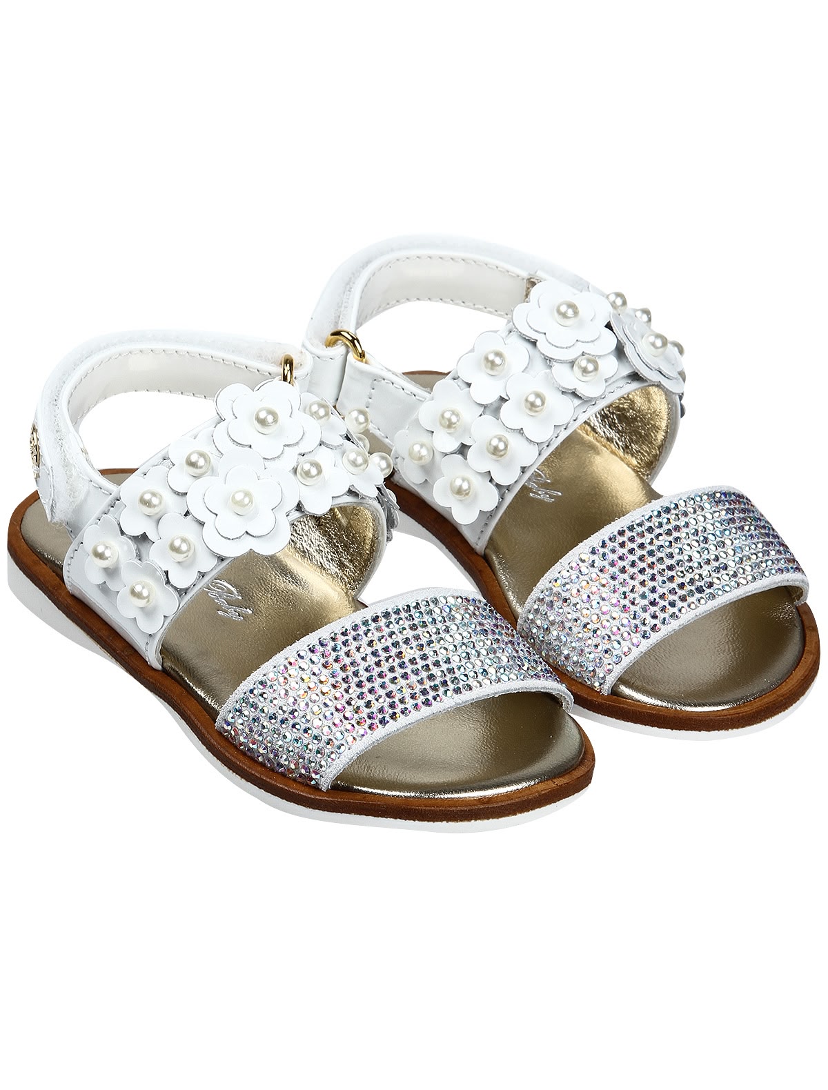 Босоножки с цветами и стразами