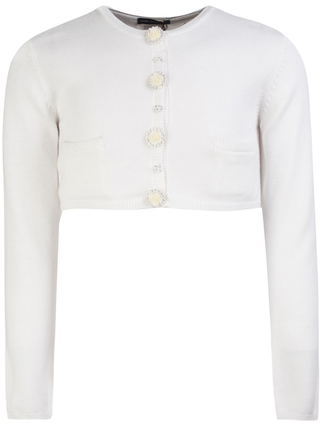 Болеро из хлопкосодержащего трикотажа с застёжками-объёмными розами