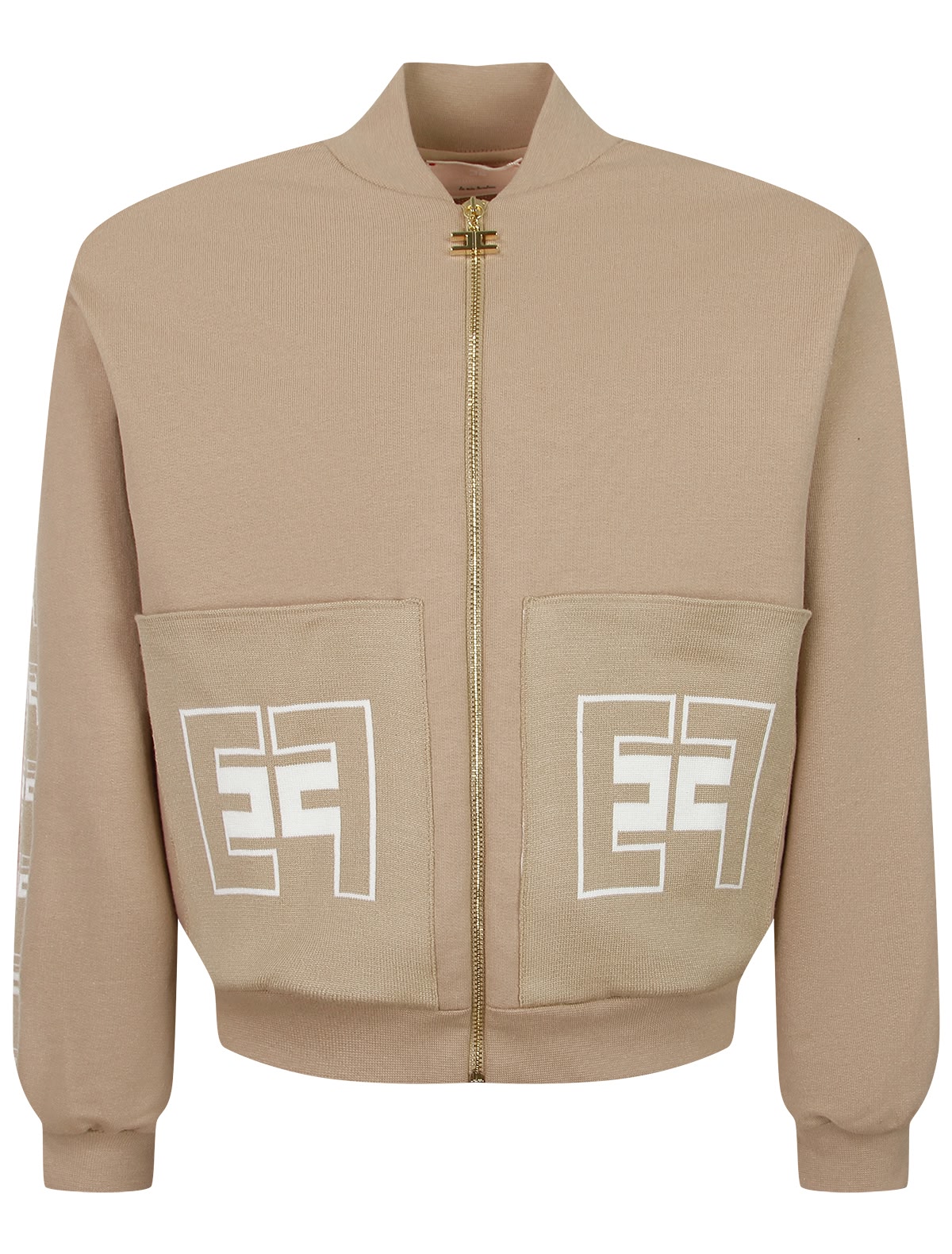 Бежевая толстовка с логотипами