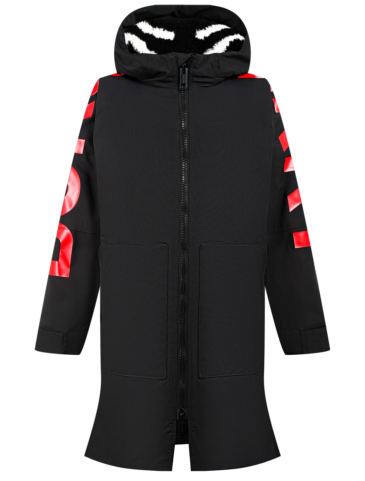 Черное пальто с логотипом