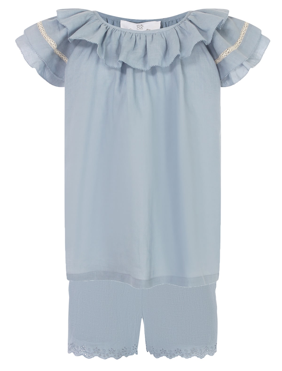 Голубой комплект из ткани рами