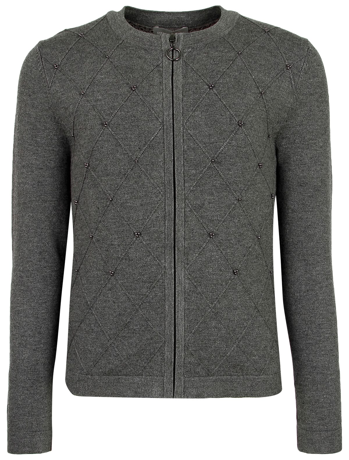 Серый кардиган на молнии с декором