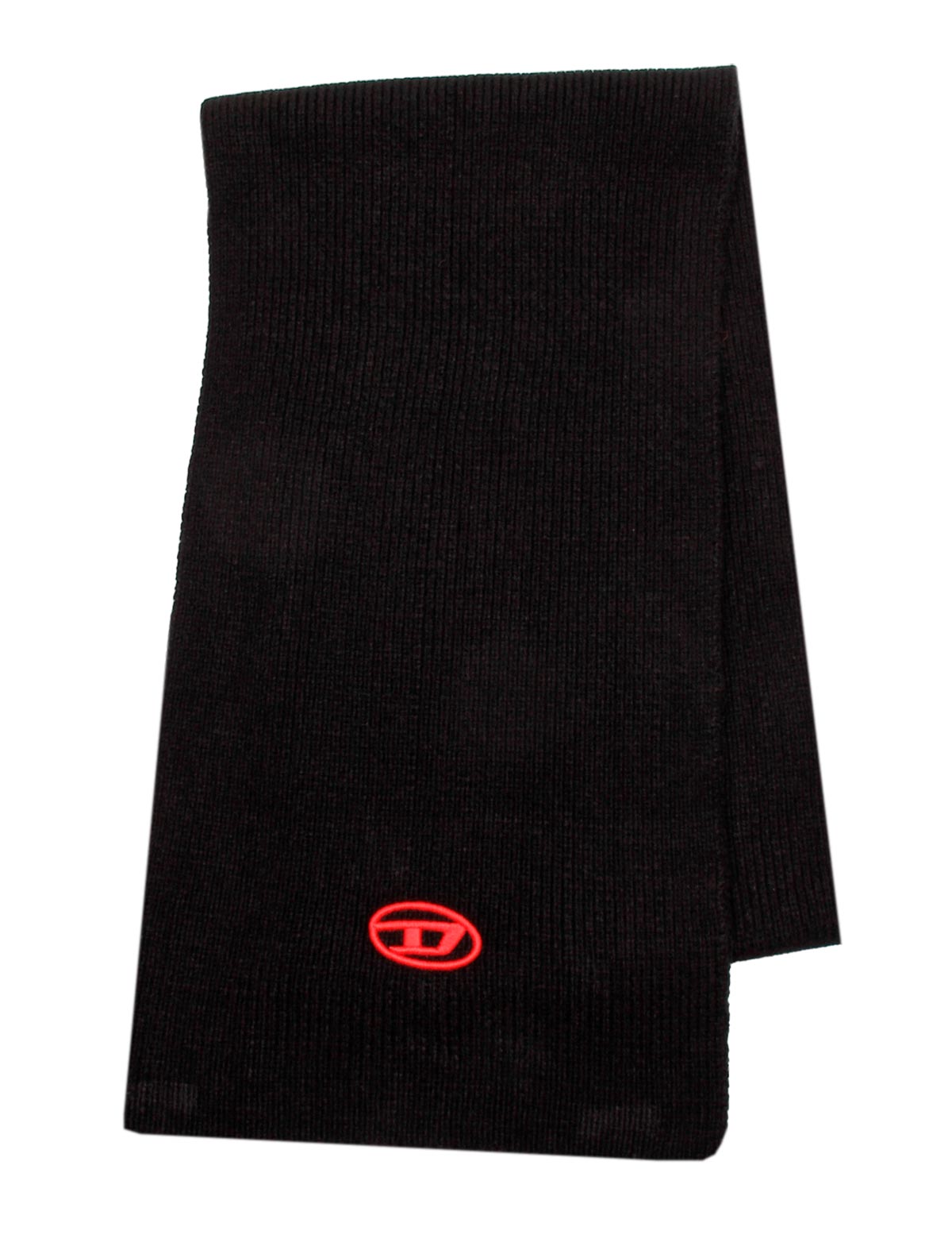 Черный шарф с вышитым логотипом