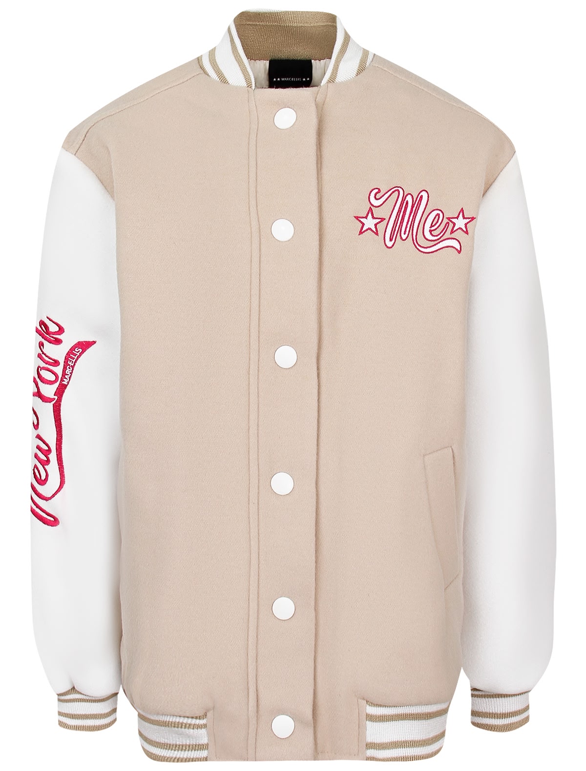 Бежевый бомбер с логотипом