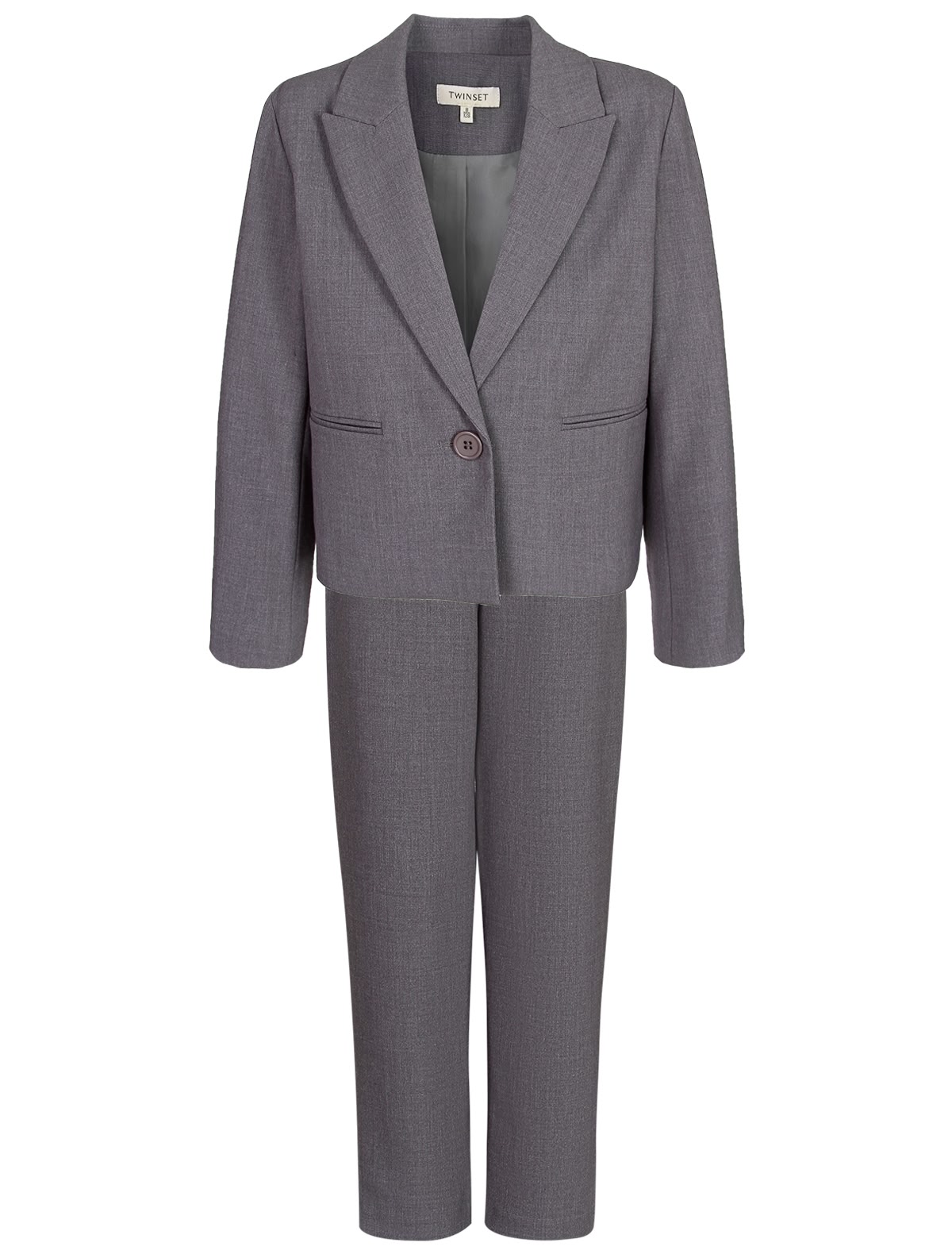 Комплект из жакета и брюк серого цвета