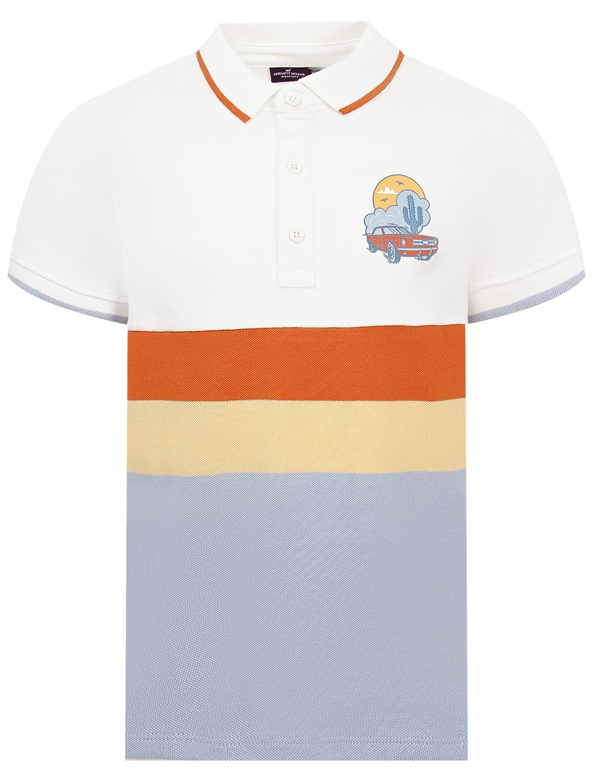 Разноцветное поло с принтом на спине