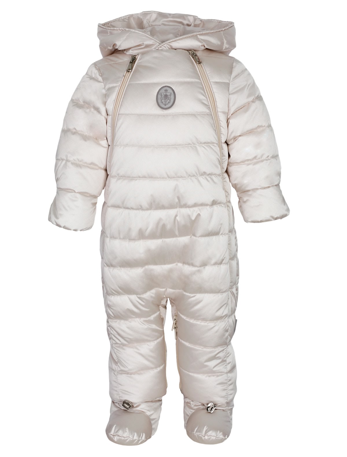 Кремовый комбинезон утепленный с пинетками