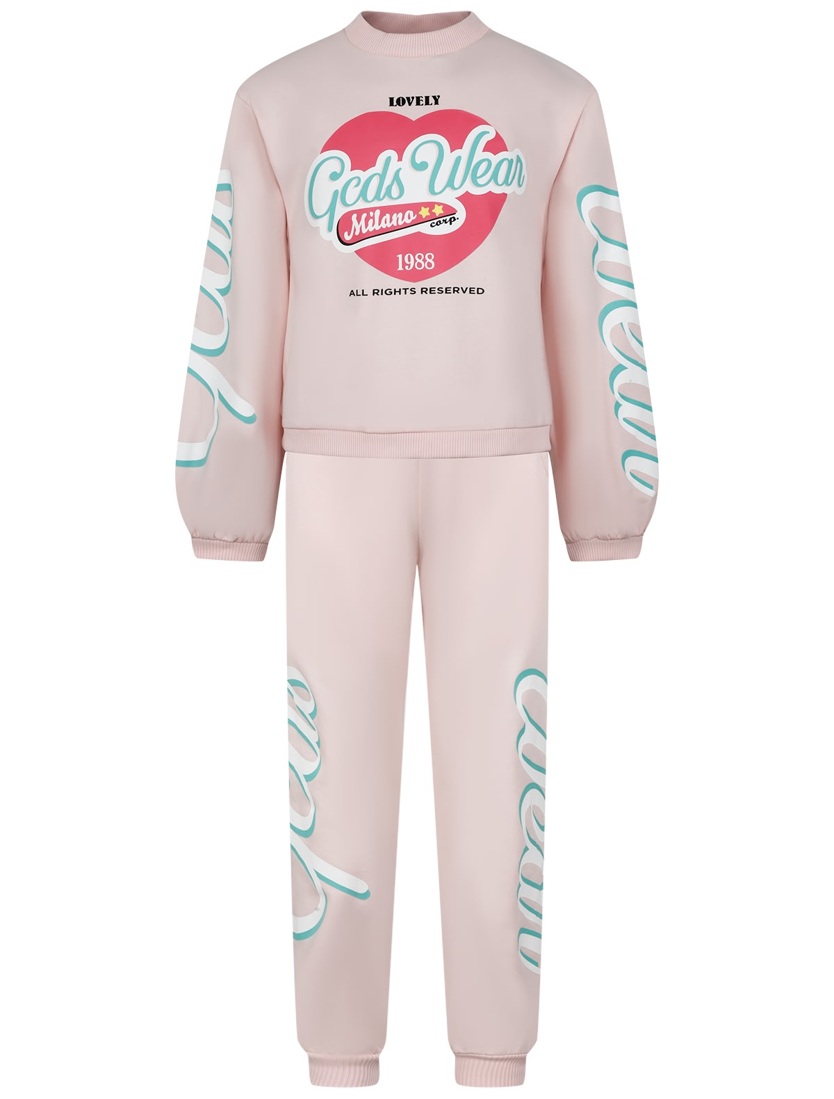 Розовый спортивный костюм с логотипами