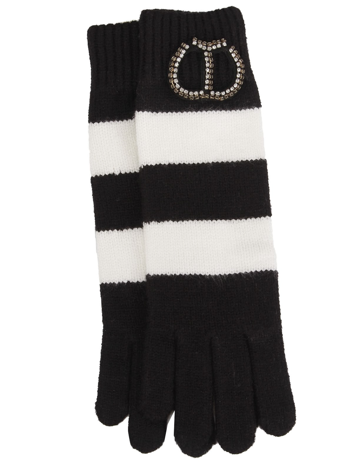 Чёрно-белые перчатки с декором